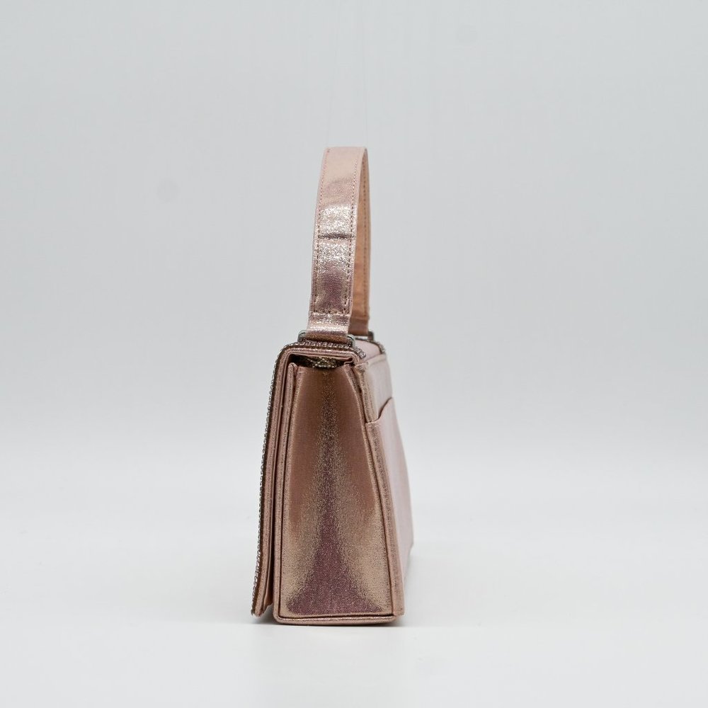 NINA Satin Rose Gold Embellished Handbag - Picture 2 of 6
